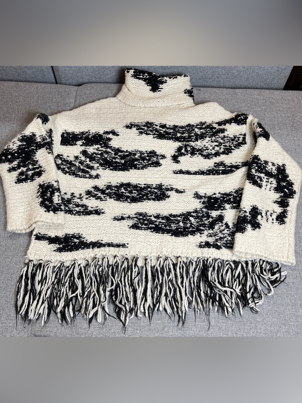 Womans Mangoβ textrured knit high neck sweater woold blend size S
